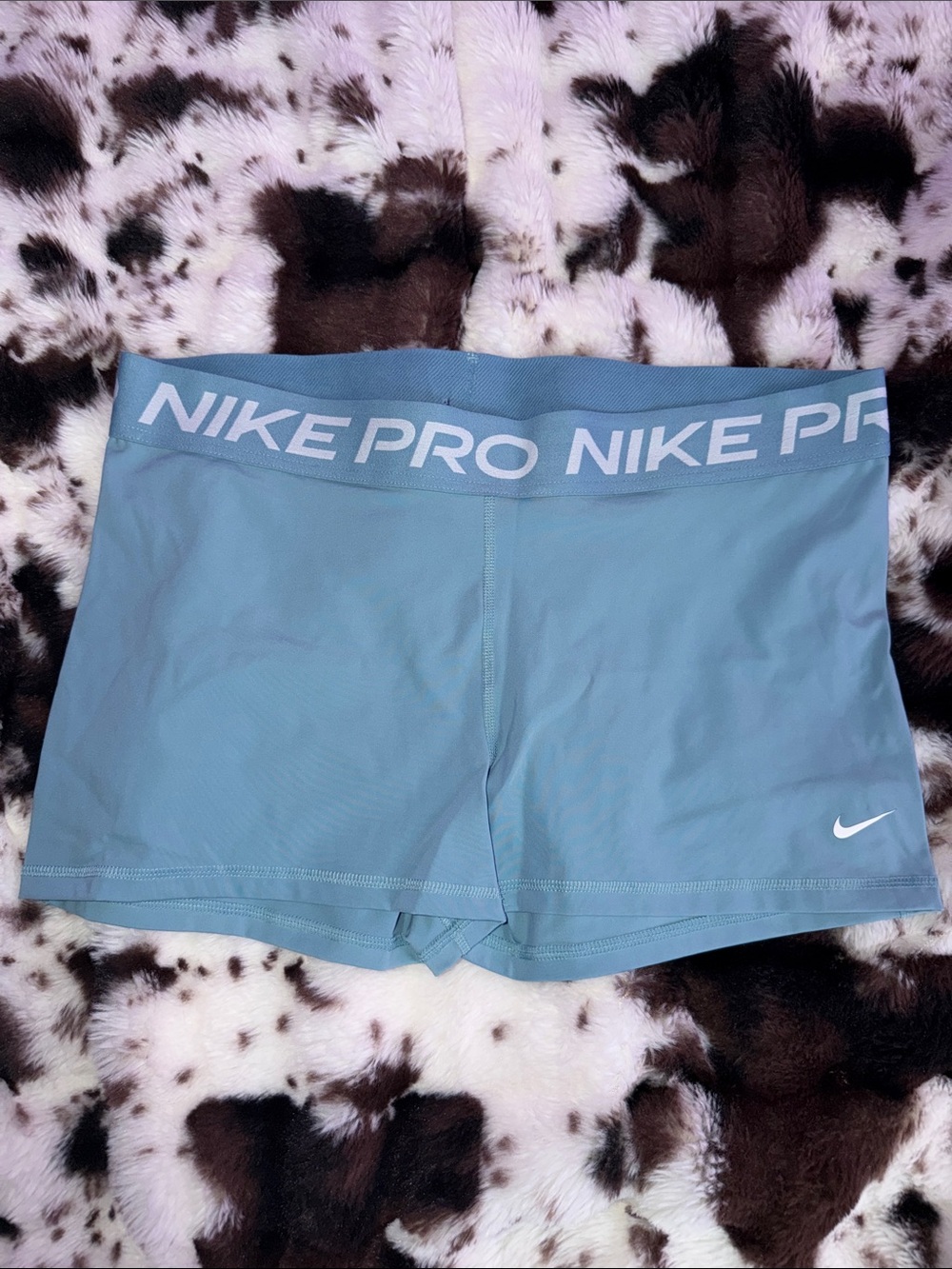 Nike Pro Teal Blue Performance Shorts with White Swoosh